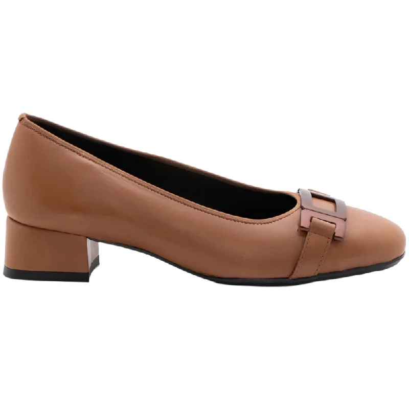 Comfortable Stretchy Shoes Ara Women's Gallant 2 Buckle Pump Cognac Calf Leather