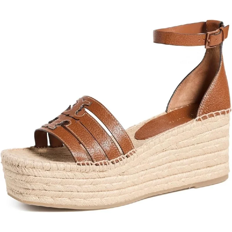 New In This Season Tory Burch Women's 80mm INES Cage Wedge Platform Espadrilles, Bourbon