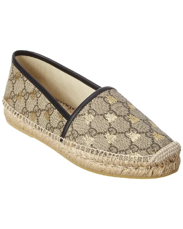 Save Big Gucci Bees Gg Supreme Canvas Espadrille