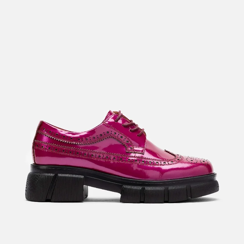 Soft Sole Shoes Ms. Alexander Magenta Leather Lug Wingtip Derby