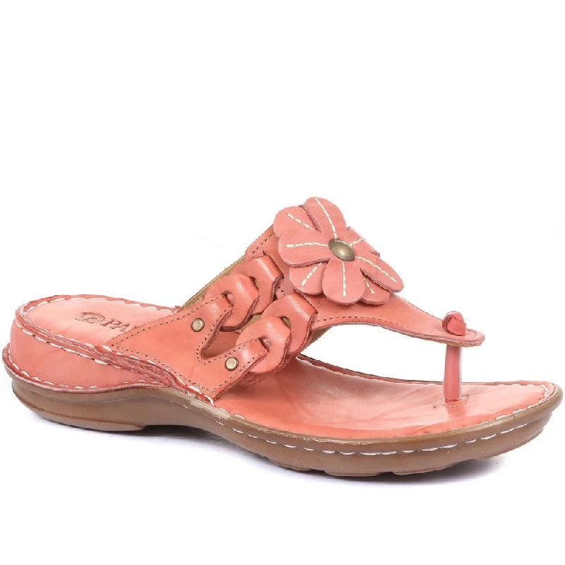 Affordable Trendy Fashion Leather Floral Toe-Post Sandals - CAY33001 / 319 988