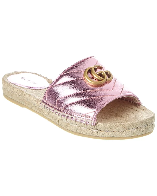 Day To Night Styles Gucci Gg Metallic Leather Espadrille Sandal