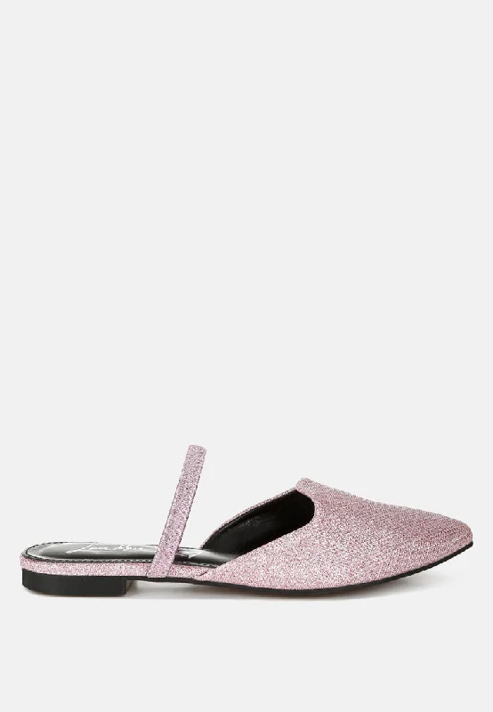 Glamorous Fashion Offers Twiggy Glitter Faux Leather Flat Mules