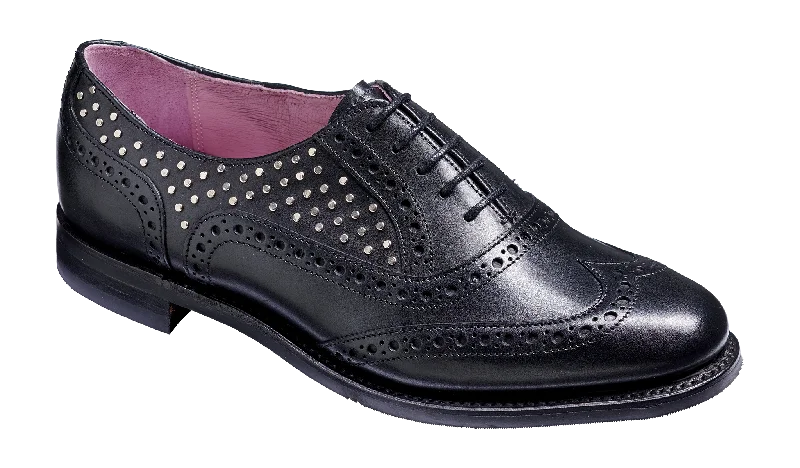 Fashion Forward Freya - Black Calf / Studs Womens Brogues