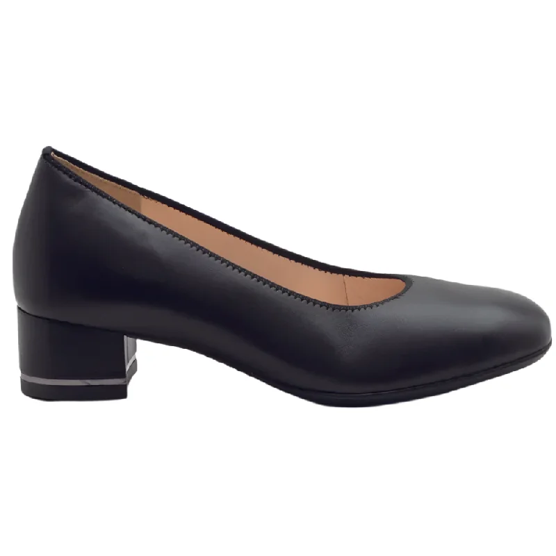 Lightweight Shoes Ara Women's Gabrielle Block Heel Pump Black Nappa Leather