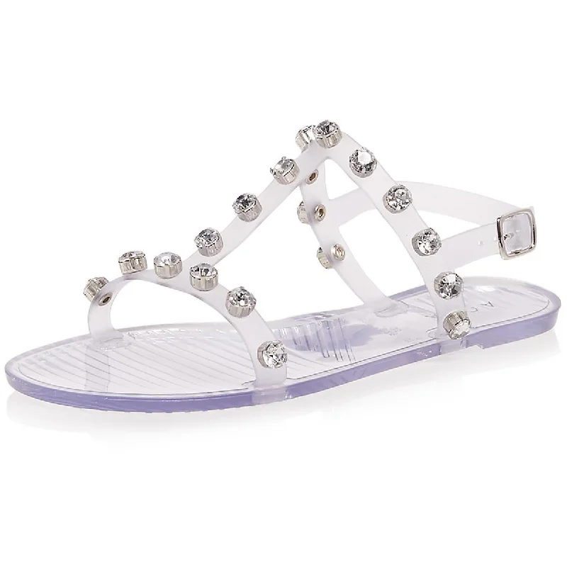 Modern Urban Slip-Ons Aqua Womens Rhinestone Plastic Strappy Sandals