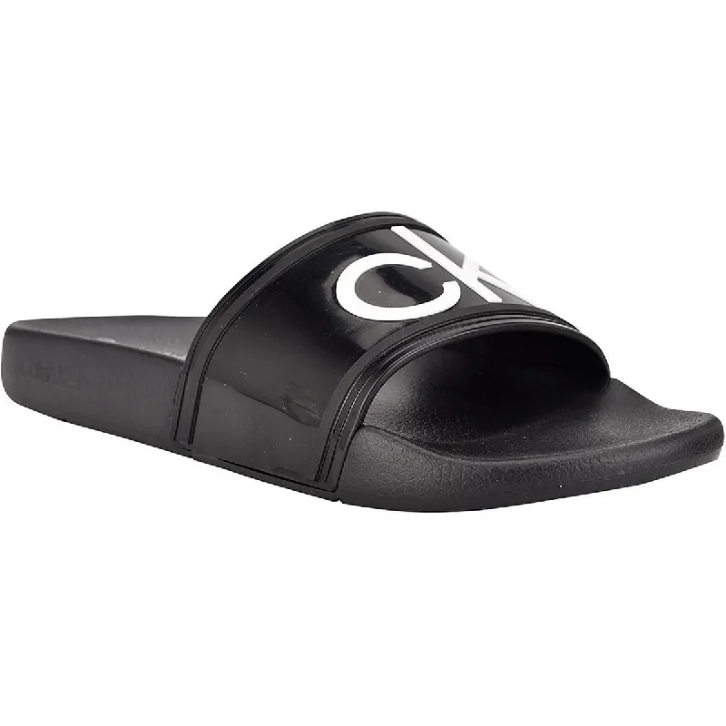 Comfortable Business Shoes Calvin Klein Womens Laceless Rubber Slide Sandals