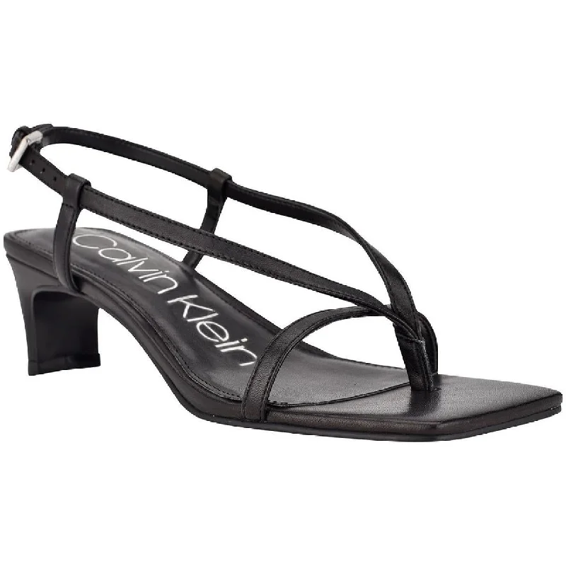 Fashionista Sale Calvin Klein Womens Willo Leather Square -Toe Slingback Sandals