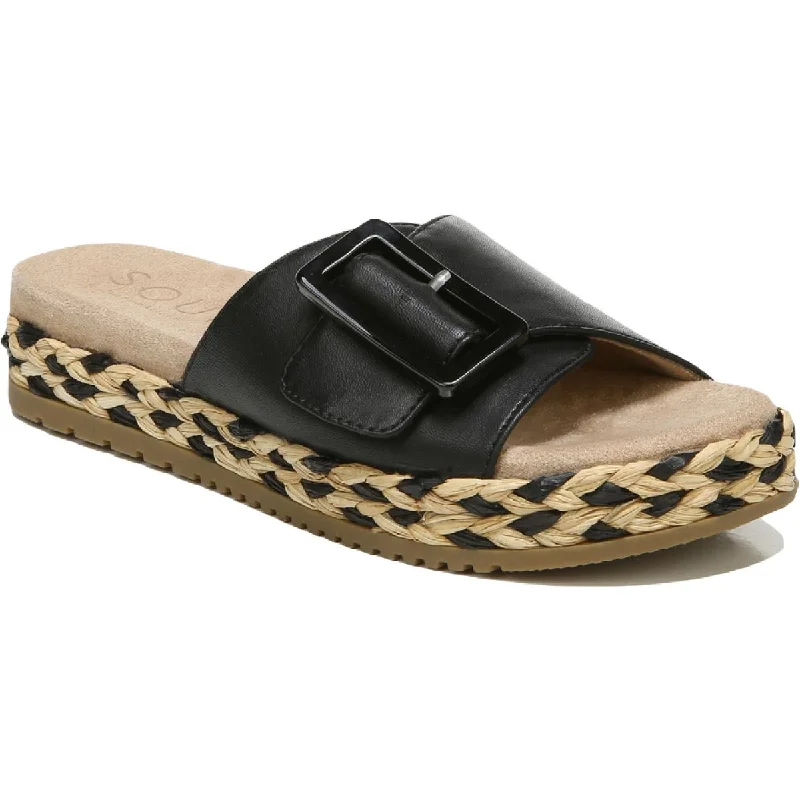 End Of Season Clearance Daybreak Womens Real Raffia Wrap Flatform Slide Sandals