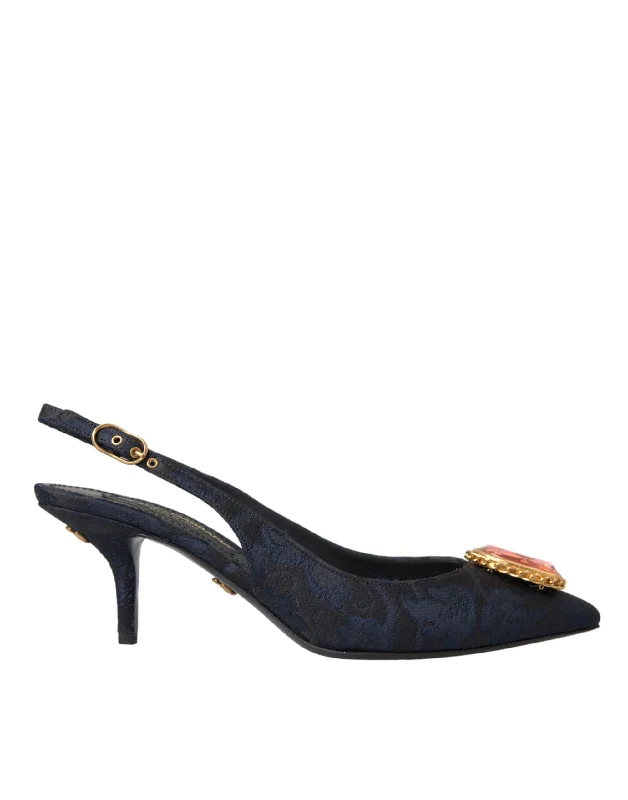 New Arrivals Dolce & Gabbana  Jacquard Crystal Slingback Heel Women's Shoes