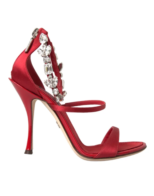 Modern Running-Style Shoes Dolce & Gabbana  Keira Satin Crystals Sandals Heels Women's Shoes