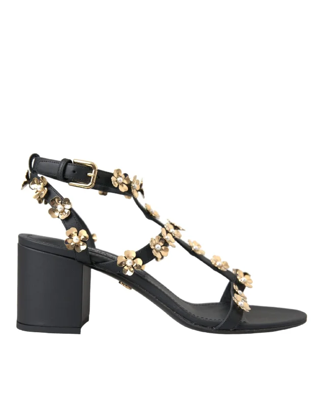 Shop Sales Dolce & Gabbana  Leather Embellished Heel Sandal Women's Shoes