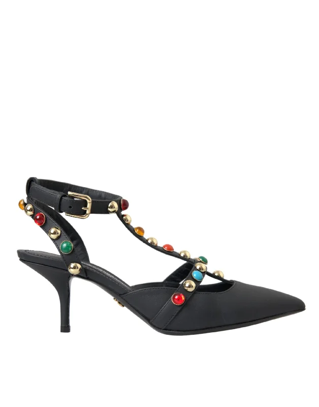 Everyday Elegance Sale Dolce & Gabbana  Leather Embellished Heels Sandal Women's Shoes