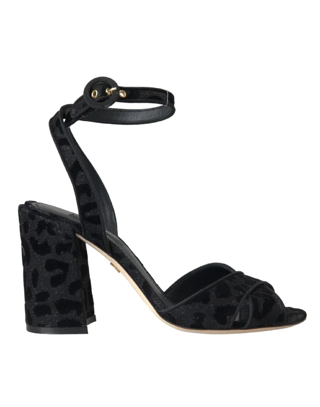 Timeless Elegance Redefined Dolce & Gabbana  Leopard Suede Heels Sandals Women's Shoes