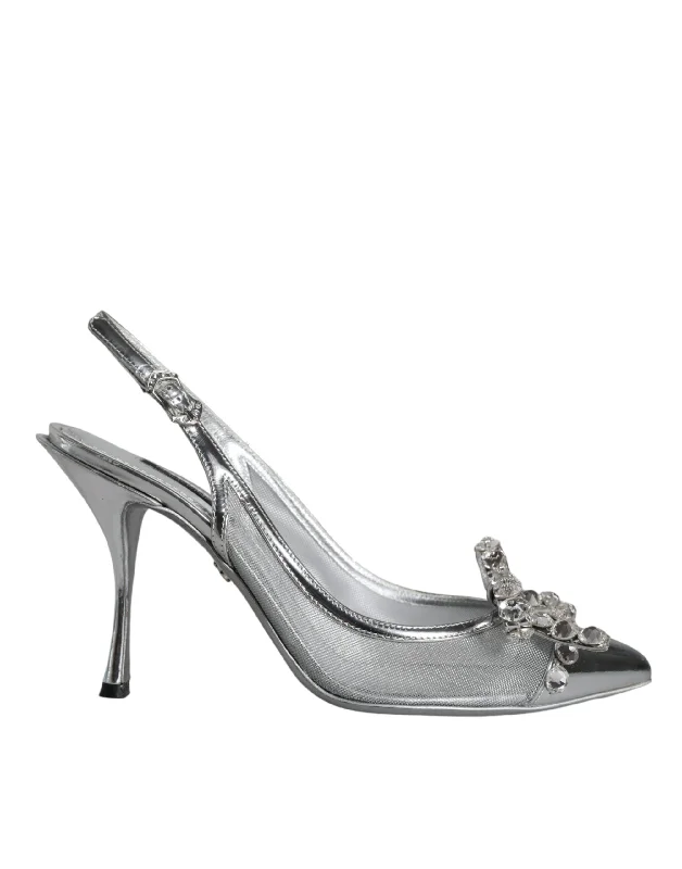 Limited Edition Dolce & Gabbana  Mesh Crystal Embellished Slingback Women's Shoes (Pre-Owned)