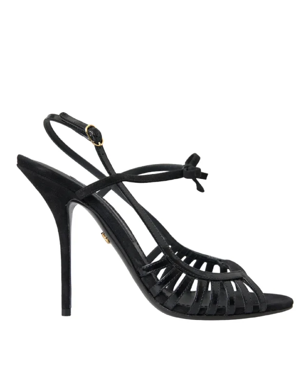 Streetwear-Inspired Footwear Dolce & Gabbana  Sandals Stilettos Suede Strap Women's Shoes