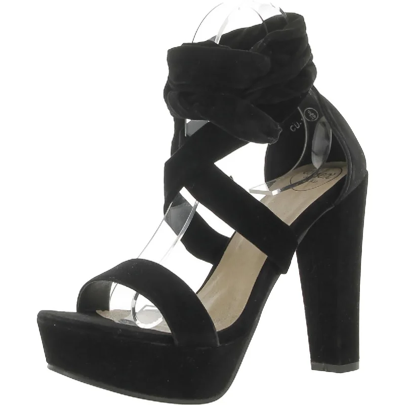 Non-Slip Work Shoes Sale Essex Glam Womens Faux Suede Strappy Heels