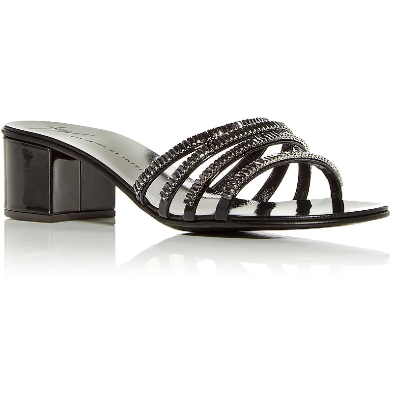 Unleash Your Fashion Giuseppe Zanotti Womens Nero Rhinestone Slide Sandals