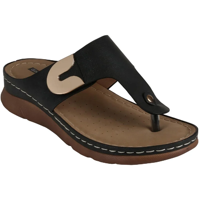 Durable Fashion Picks Good Choice Womens Sam Slip On Faux Leather Thong Sandals