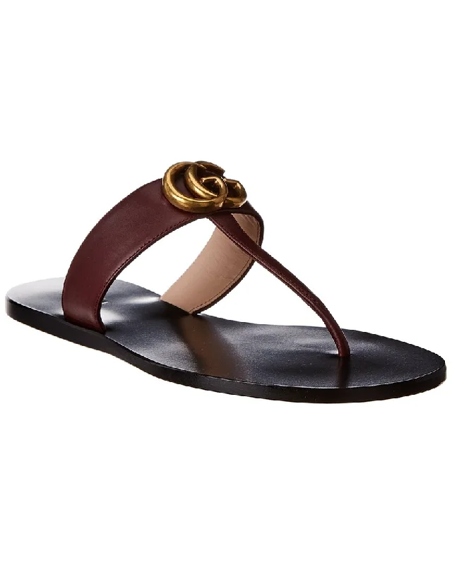 Ends Soon Gucci Double G Leather Sandal