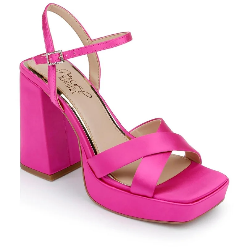 Chic And Edgy Jewel Badgley Mischka Womens RAINBOW Satin Platform Sandals