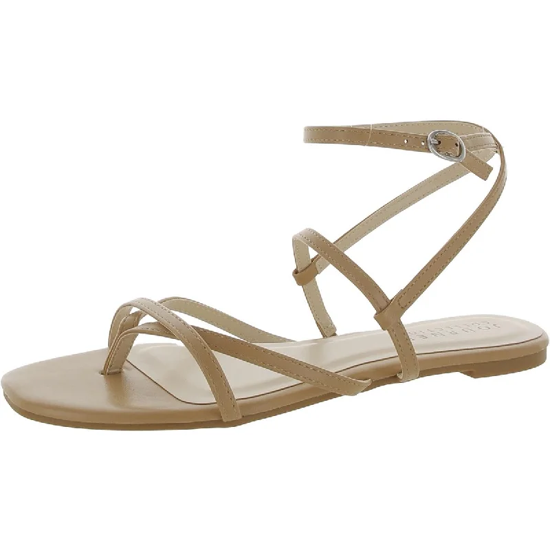 Vintage-Inspired Shoes Deal Journee Collection Womens Faux Leather Ankle Strap Thong Sandals