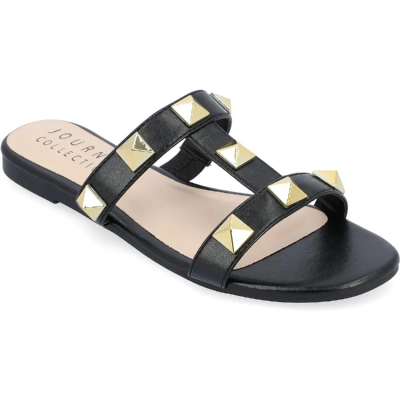 Fashion Sale Journee Collection Womens Faux Leather Slide Sandals