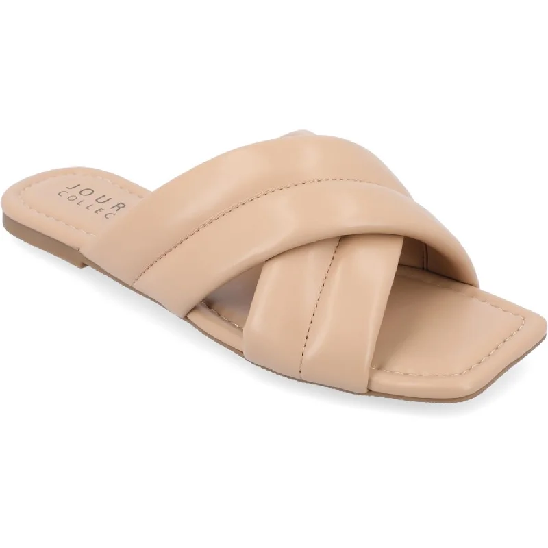 Trend Alert Journee Collection Womens Faux Leather Slide Sandals