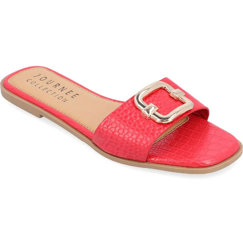 Women's Evening Shoes Journee Collection Womens Faux Leather Slide Sandals