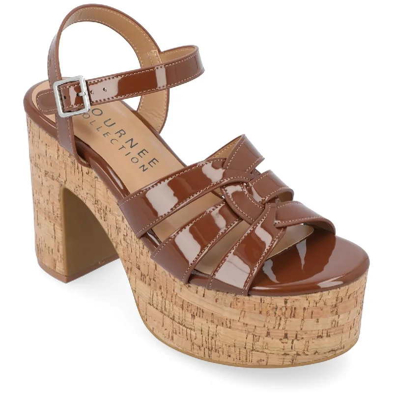 High-End Casual Shoes Journee Collection Womens Jania Patent Round Toe Platform Sandals