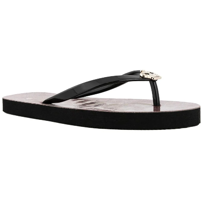 Find Your Unique Flair Juicy Couture Womens Slene Embellished Rubber Flip-Flops