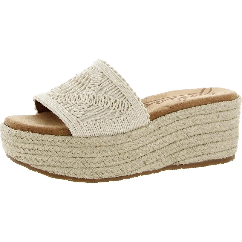 Enjoy Discount June Crochet Womens Peep-Toe Slip On Platform Sandals