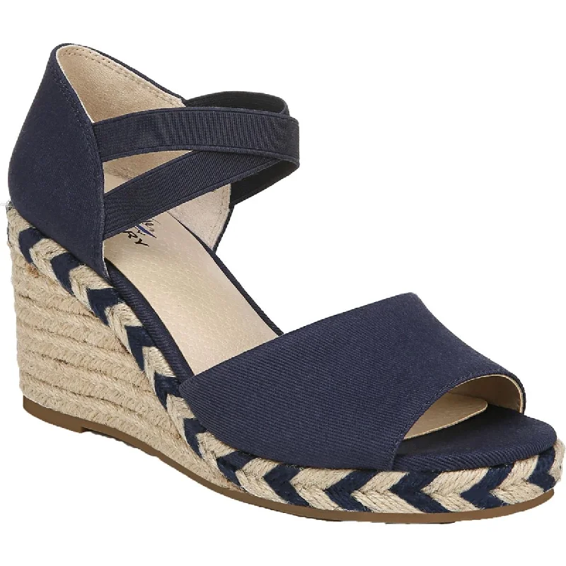 Athleisure Style Sale LifeStride Womens Taffy Canvas Peep Toe Wedge Sandals