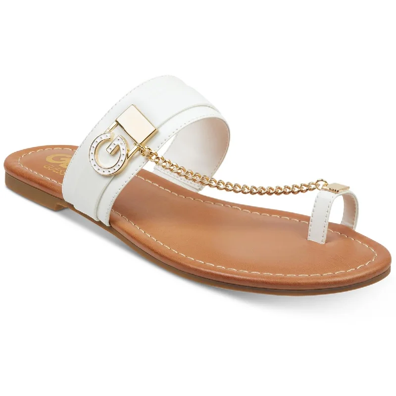 Contemporary Chic Promotions Loona Womens Faux Leather Toe Loop Flat Sandals