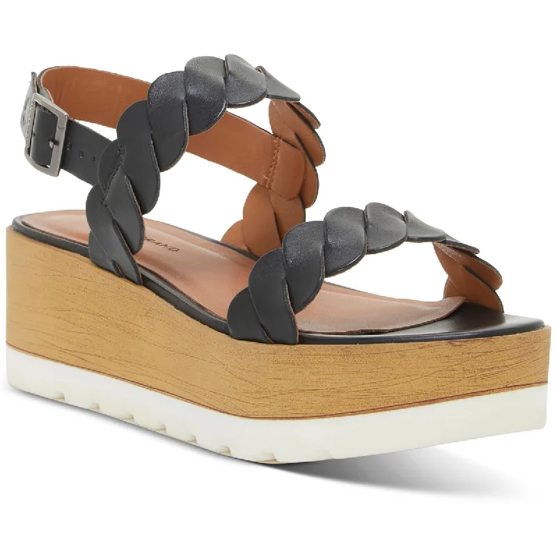 Affordable Shoe Fashion Lucky Brand Womens Vellenora Leather Round Toe Flatform Sandals