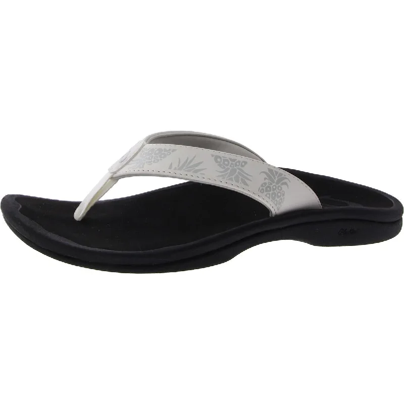 Hot Picks Ohana Womens Faux Leather Metallic Flip-Flops