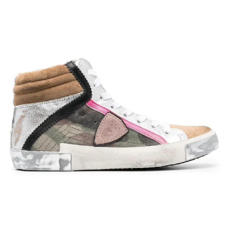 Special Offers, Don't Miss Philippe Model   High-Top Sneakers with Leather Women's Accents