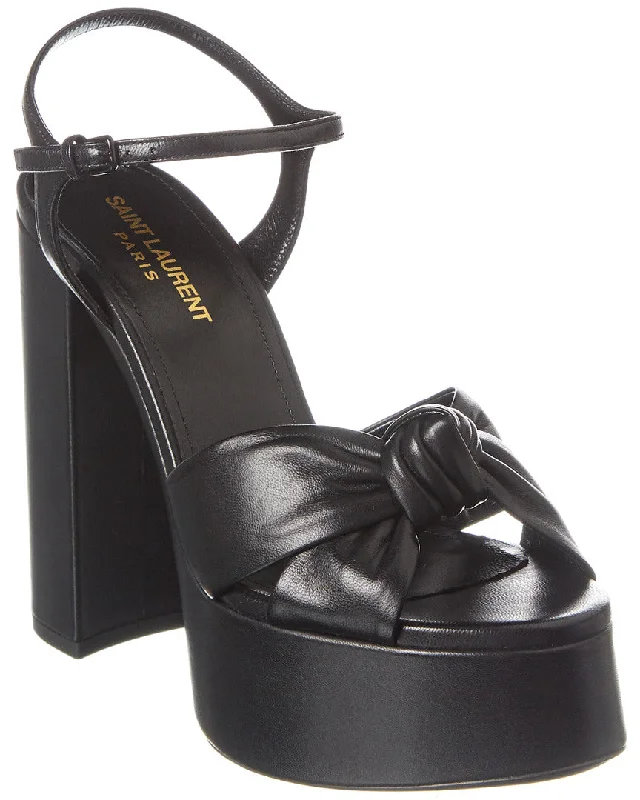 New Arrival Discount Saint Laurent Bianca 85 Leather Platform Sandal