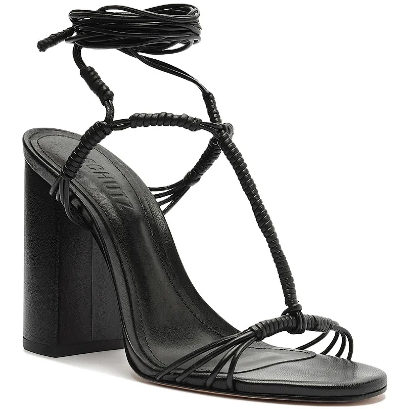 Bold Fashion Sales Schutz Womens Amunet Block Faux Leather T-Strap Strappy Sandals