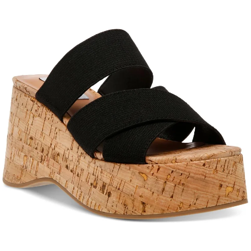 Ends Soon Steve Madden Womens Deo Cork Slip On Wedge Sandals