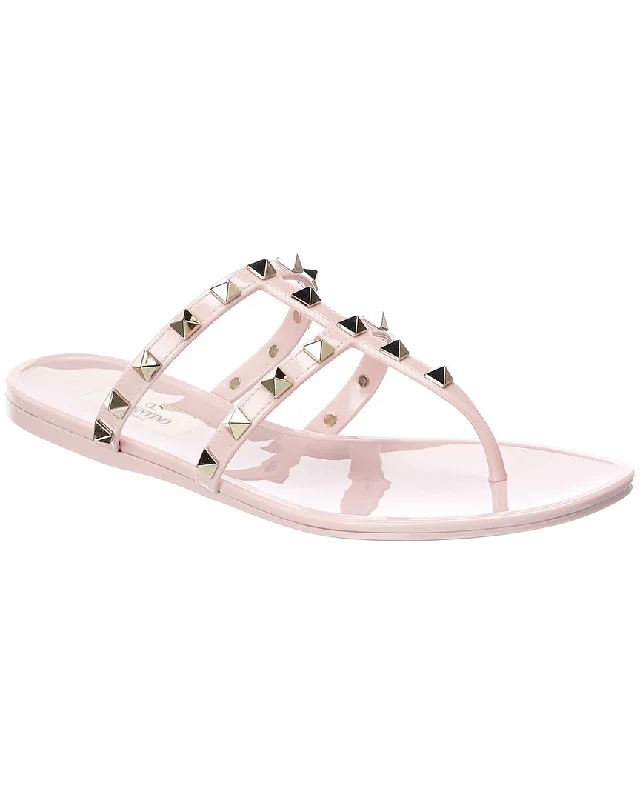 Durable Walking Shoes Sale Valentino Rockstud Caged Rubber Sandal, 36