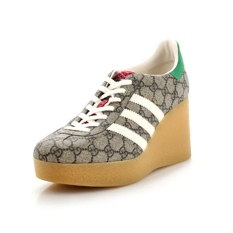 Fashion Forward x Adidas Women's Gazelle Wedge Sneakers GG Coated Canvas with Rubber