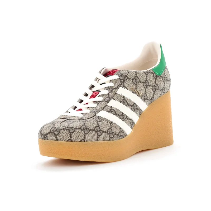 Gift Ideas x Adidas Women's Gazelle Wedge Sneakers GG Coated Canvas with Rubber