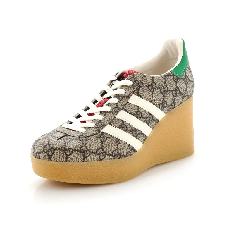 Trendy Threads x Adidas Women's Gazelle Wedge Sneakers GG Coated Canvas with Rubber