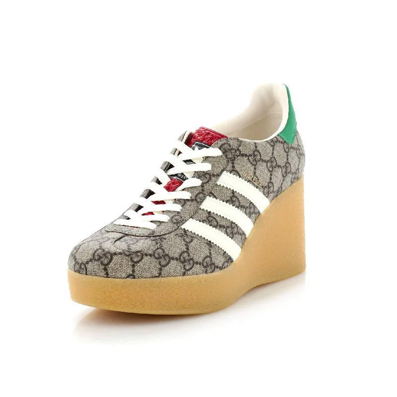 Stylish Statements x Adidas Women's Gazelle Wedge Sneakers GG Coated Canvas with Rubber