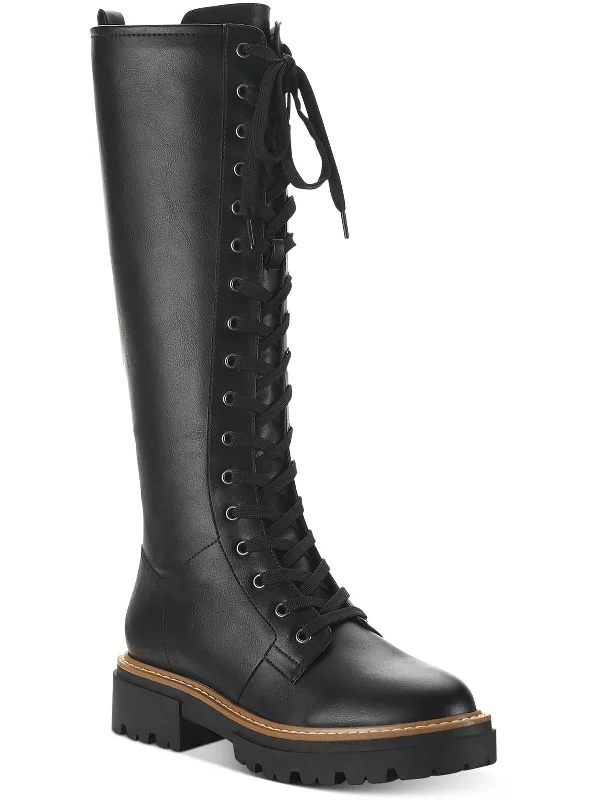 Limited Time Offers Aylssaa  Womens Faux Leather Tall Combat & Lace-up Boots