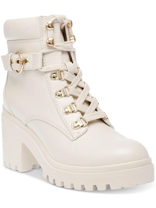 Shop The Hottest Deals Bridgitt Womens Faux Leather Ankle Combat & Lace-Up Boots