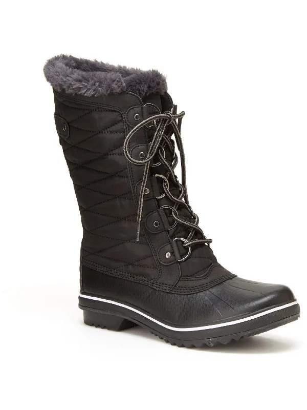 Feminine Fashion Sale Chilly Womens Leather Faux Fur Lined Mid-Calf Boots