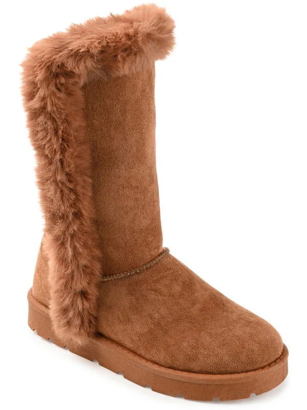 Fashionable Everyday Shoes Cleeo Womens Faux Leather Faux Fur Lined Winter & Snow Boots