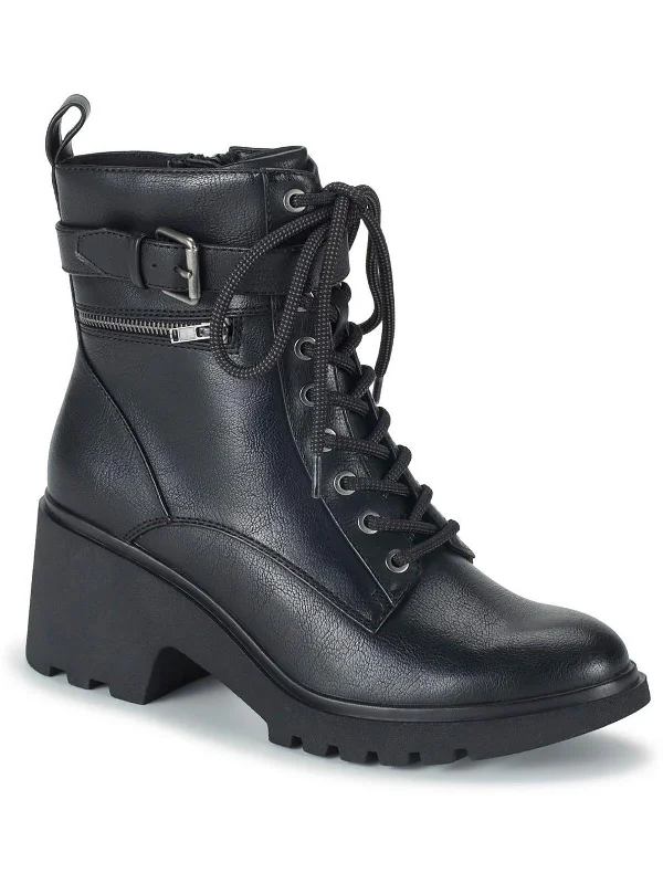 Trendy Boots Discount Dani Womens Faux Leather Lug Sole Combat & Lace-Up Boots